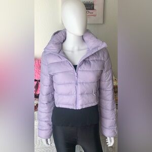 Zara cropped puffer jacket in lavender color Size Large NWOT
